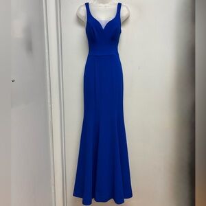 B. Darlin Royal Blue Mesh Cutout Mermaid Prom Gown – Size 1/2